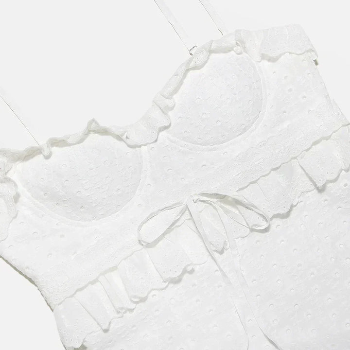 Stylish Embroidered Camisole Maxi Dress in White - Alina-XS-Nora Luxe