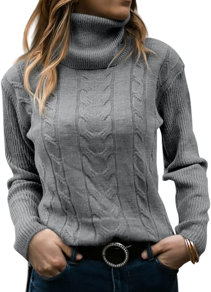 Stylish Knitted Women's Turtleneck - Denise-Gray-S-Nora Luxe