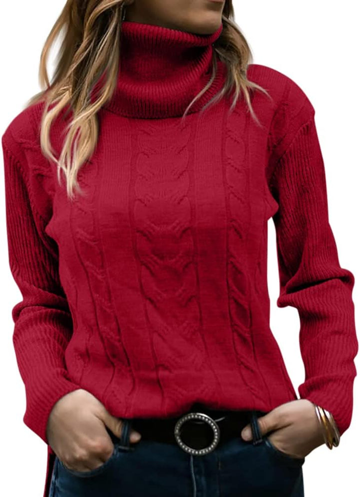 Stylish Knitted Women's Turtleneck - Denise-Red-S-Nora Luxe