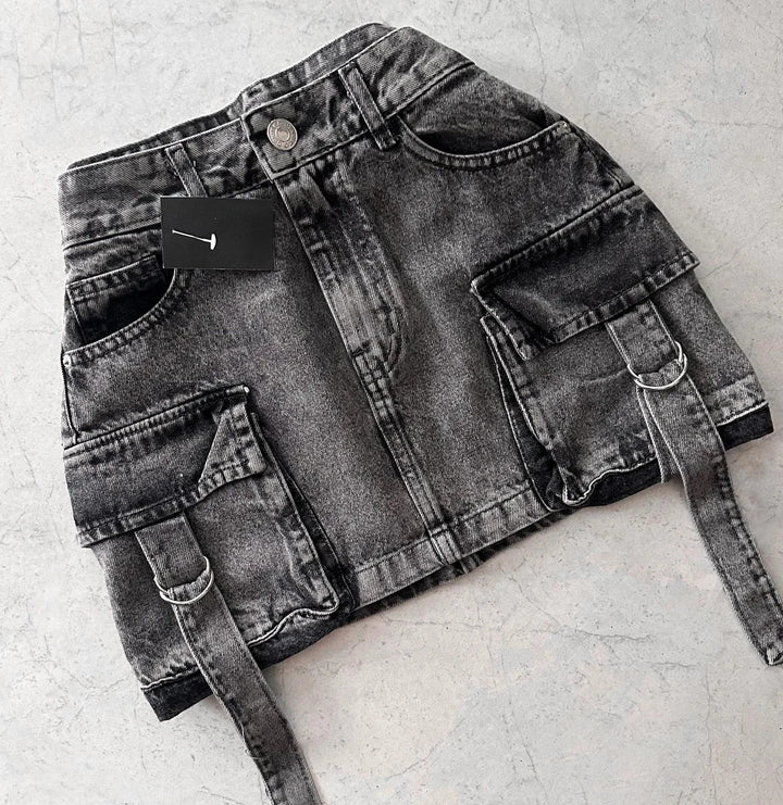 Stylish Ladies' Denim Skirt - Celeste-Black-S-Nora Luxe
