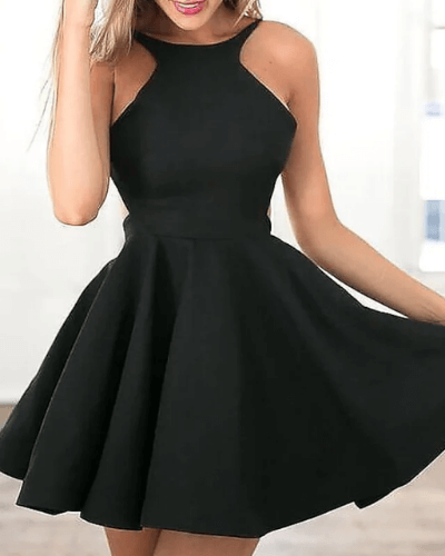 Stylish ladies' summer dress with halter neck – Malia-Black-S-Nora Luxe