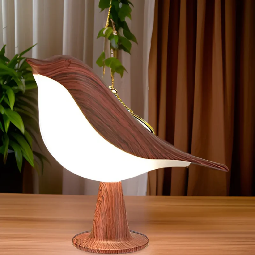 Stylish LED Bird Lamp with Touch Control and Aromatherapy - FeatherGlow-Brown-Nora Luxe