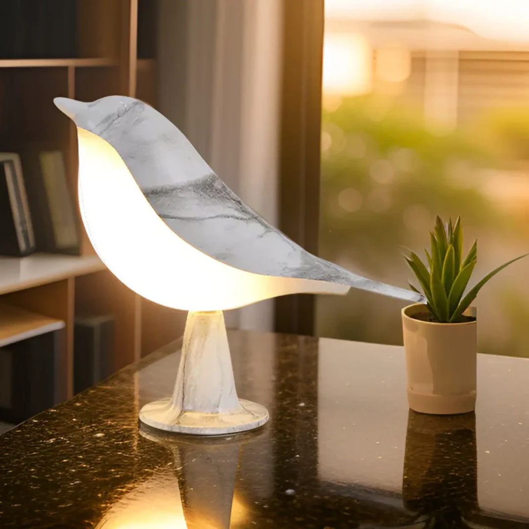 Stylish LED Bird Lamp with Touch Control and Aromatherapy - FeatherGlow-Gray-Nora Luxe