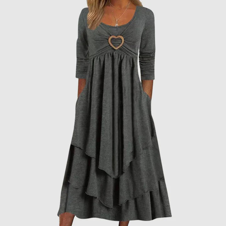 Stylish Long Dress - Naomi-Dark gray-S-Nora Luxe