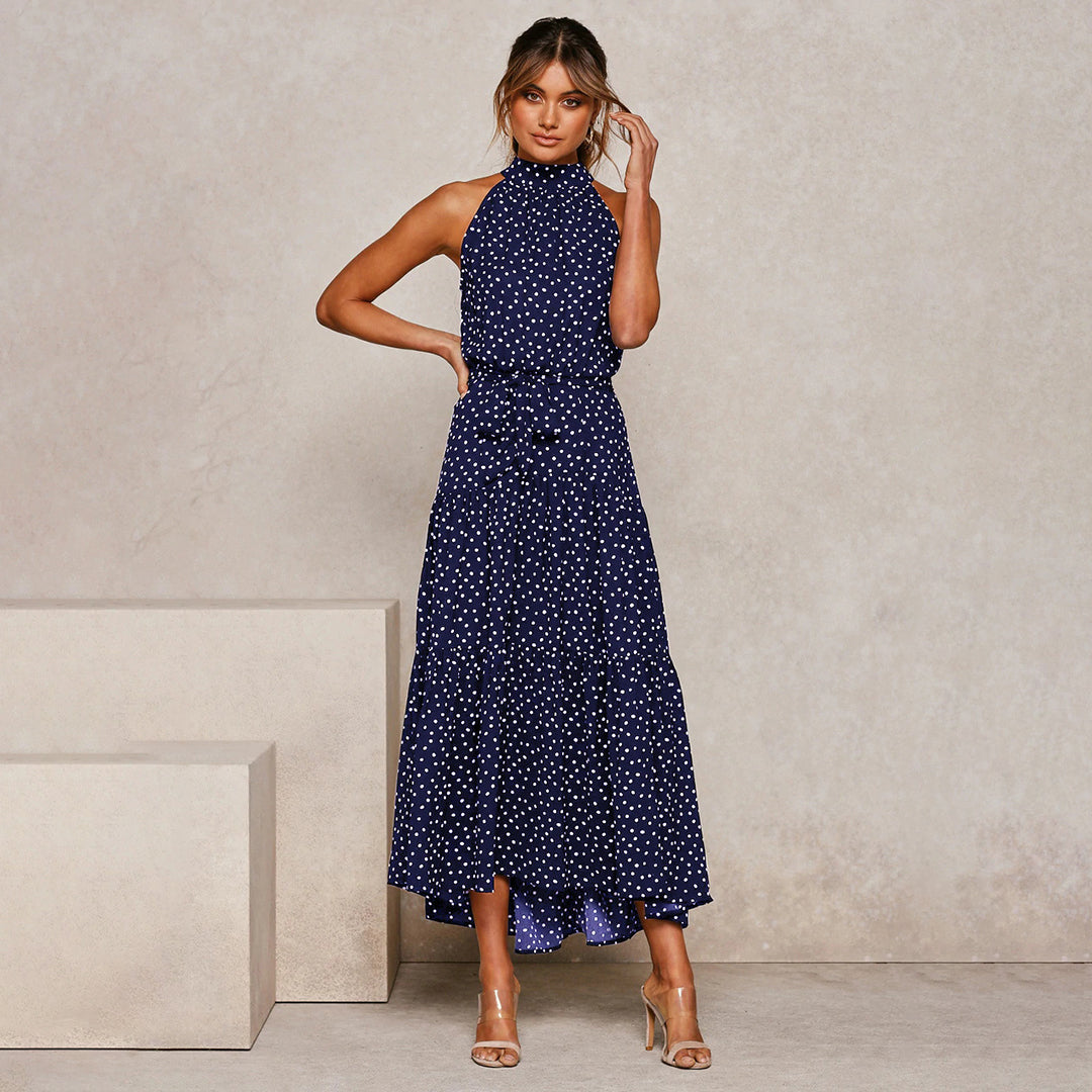Stylish Long Summer Dress - Lucienne-Dark blue-S-Nora Luxe