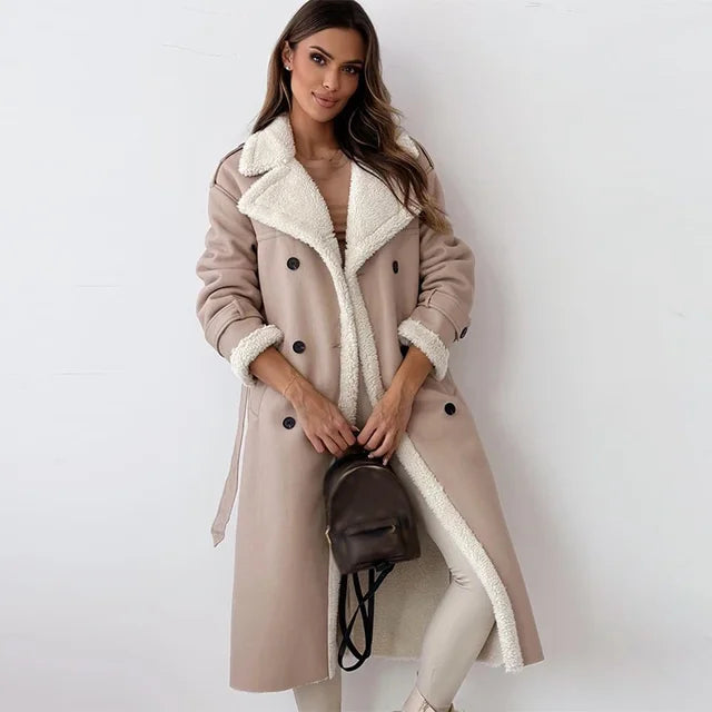 Stylish Long Women's Winter Coat - Seraphina-Apricot-S-Nora Luxe