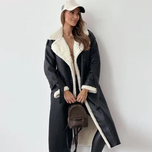 Stylish Long Women's Winter Coat - Seraphina-Black-S-Nora Luxe