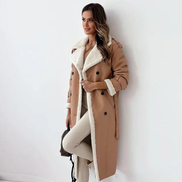Stylish Long Women's Winter Coat - Seraphina-Khaki-S-Nora Luxe