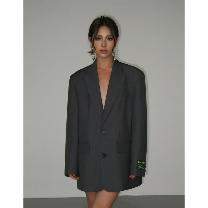 Stylish Loose-Fitting Women's Blazer - Marissa-Black-S-Nora Luxe