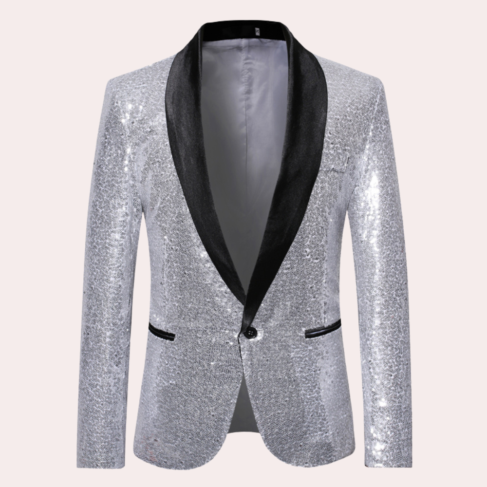 Stylish Men's Blazer - Orion-Silver-S-Nora Luxe