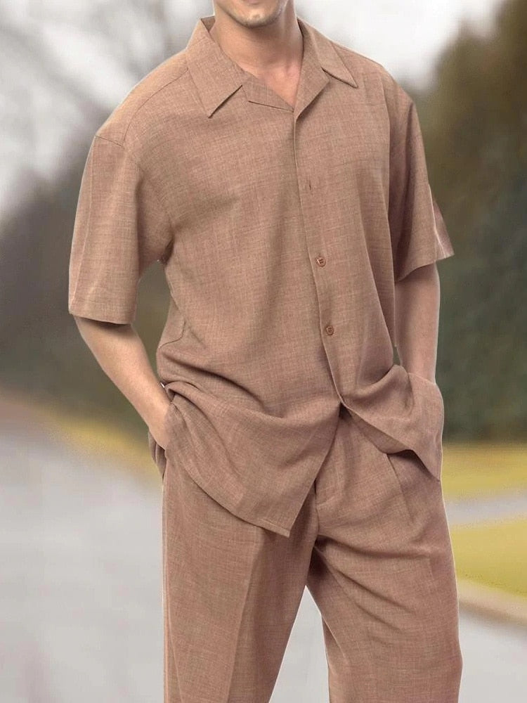 Stylish men's two-piece set for warm days - summer classic-Set J-S-The Livary