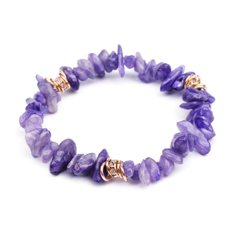 Stylish Natural Stone Crystal Beads Bracelet - Celine-Purple Jade-Nora Luxe
