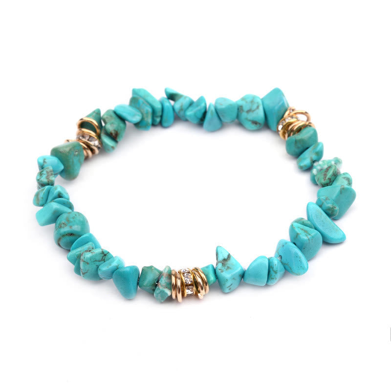 Stylish Natural Stone Crystal Beads Bracelet - Celine-Turquoise-Nora Luxe