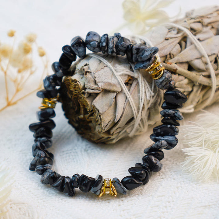 Stylish Natural Stone Crystal Beads Bracelet - Celine-White Turquoise-Nora Luxe