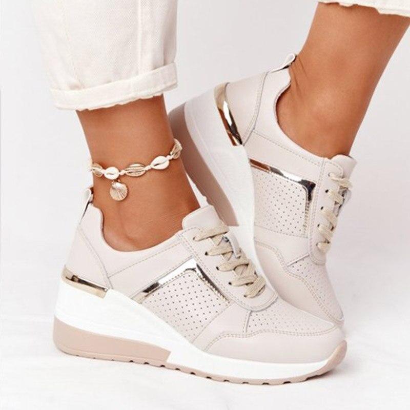 Stylish Orthopaedic Women's Sneakers - Lea-Beige-3-Nora Luxe