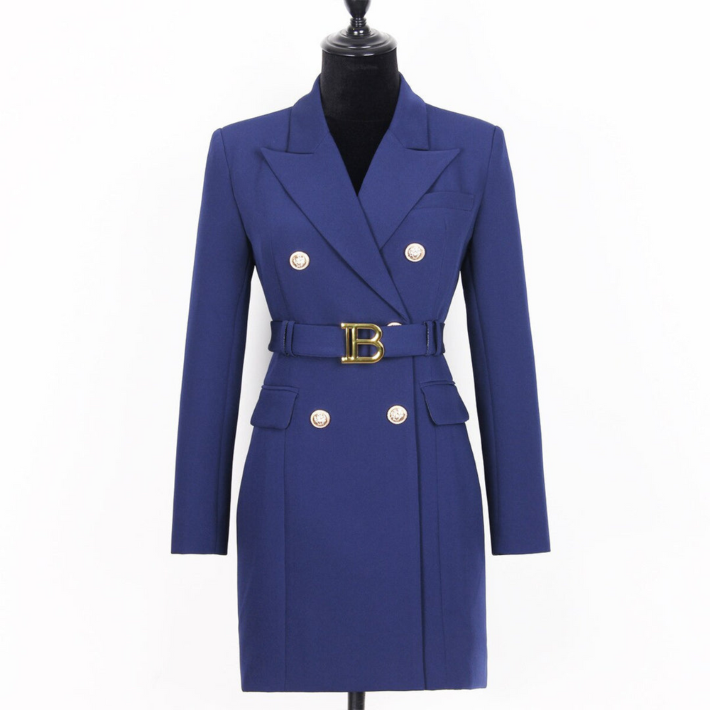Stylish Plain Blazer Dress - Celeste-Dark Blue-S-Nora Luxe