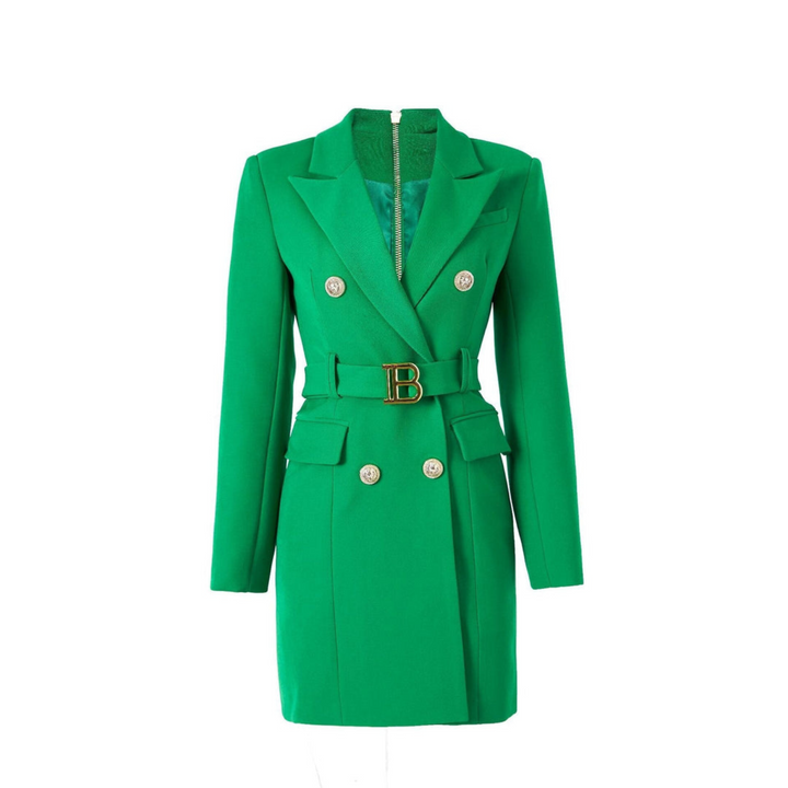 Stylish Plain Blazer Dress - Celeste-Green-S-Nora Luxe