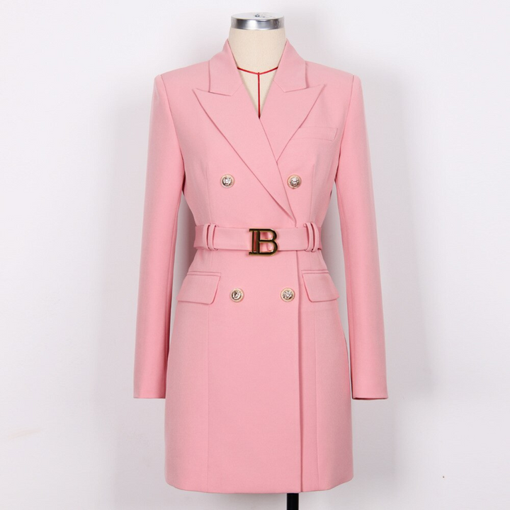 Stylish Plain Blazer Dress - Celeste-Light Pink-S-Nora Luxe