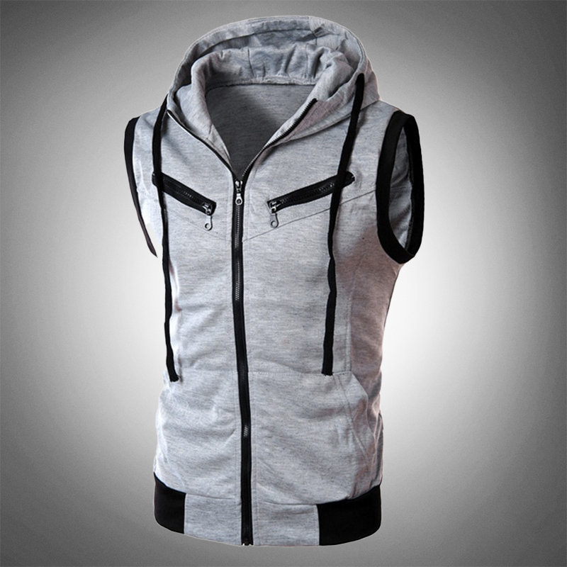 Stylish Slim-Fit Vest with Hood - Ricardo-Light Gray-S-Nora Luxe
