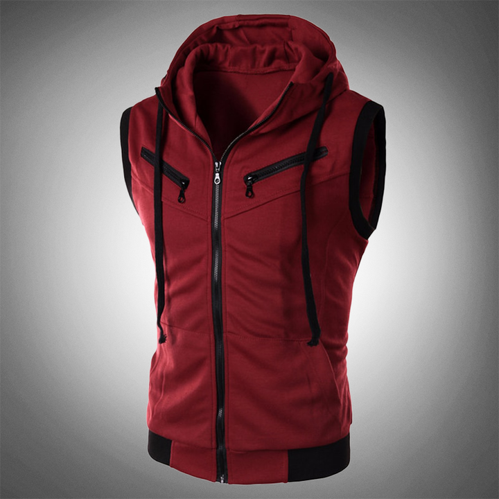 Stylish Slim-Fit Vest with Hood - Ricardo-Red-S-Nora Luxe