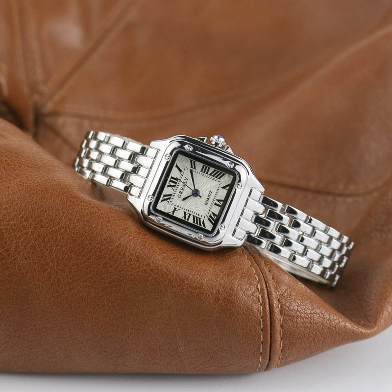 Stylish Square Women's Watch - Arlette-Silver-Nora Luxe