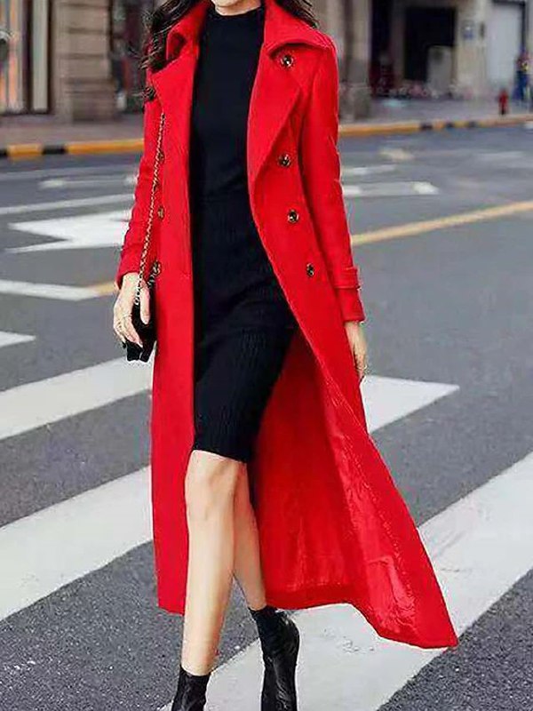 Stylish Wool Ladies' Coat - Elora-Red-S-Nora Luxe