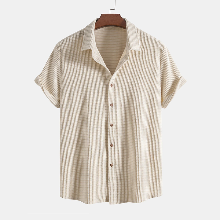 Summer Men's Lounge Set with Waffle Structure – Lenn-Beige-S-State of Style