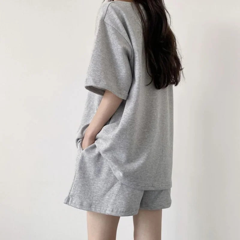 Summer Short Set for Women – Leni-Light gray-S-Nora Luxe