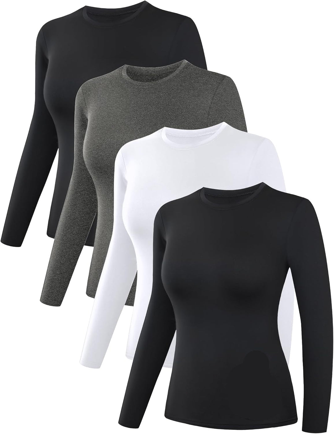 Thermal Shirts for Women - Luna (4-pack)-2 Black 1 Gray 1 White-XS-Nora Luxe