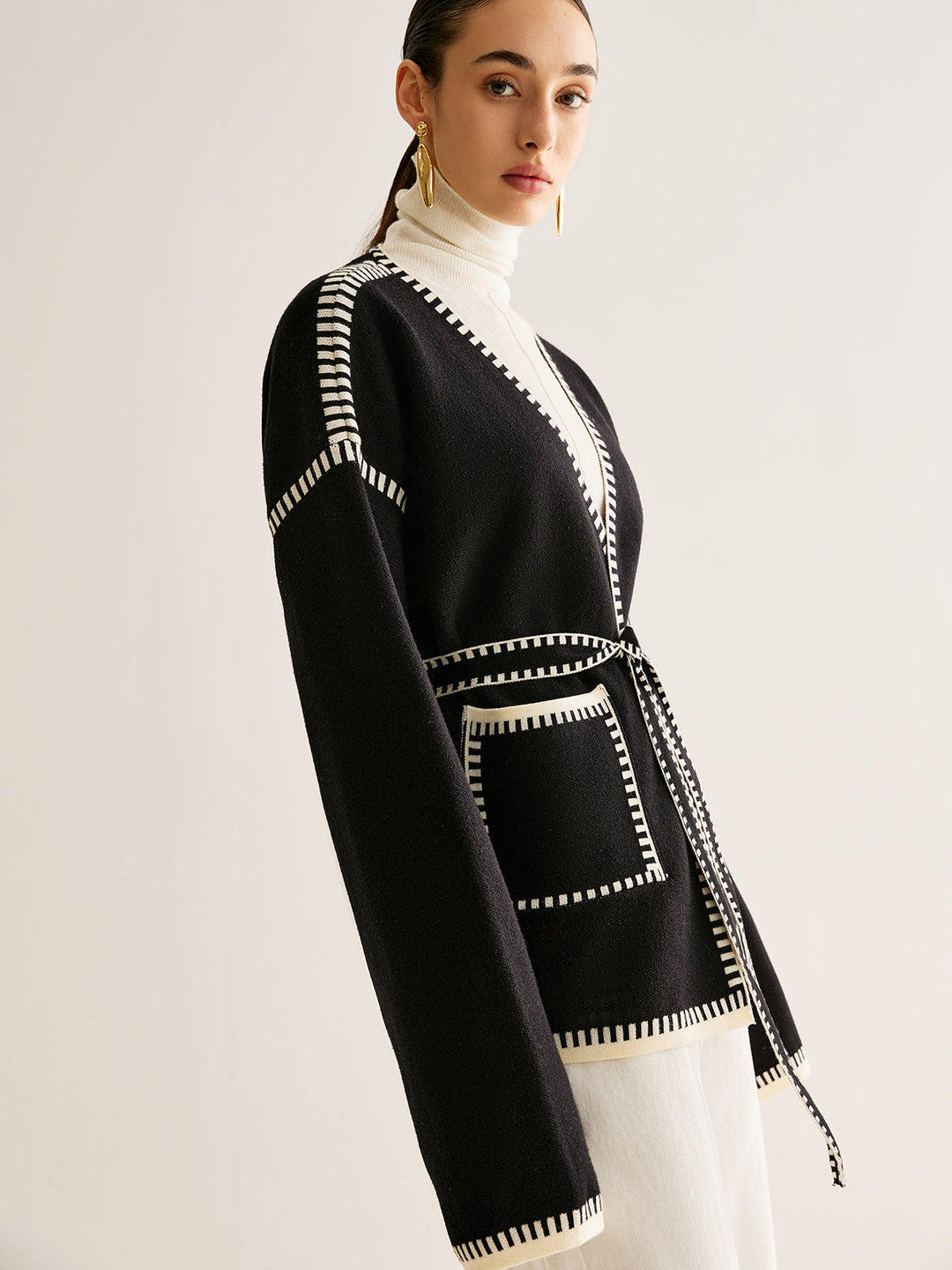Tied Cardigan with Belt for Women - Celine-S-Nora Luxe