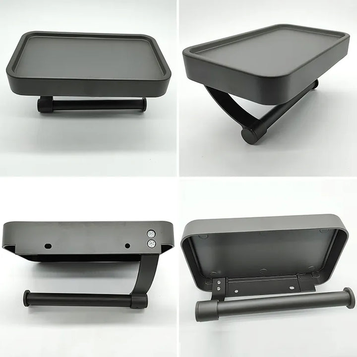 Toilet roll holder with shelf - Stalux-Black-Nora Luxe