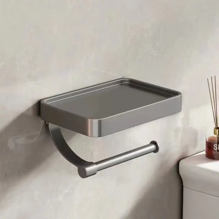 Toilet roll holder with shelf - Stalux-Black-Nora Luxe