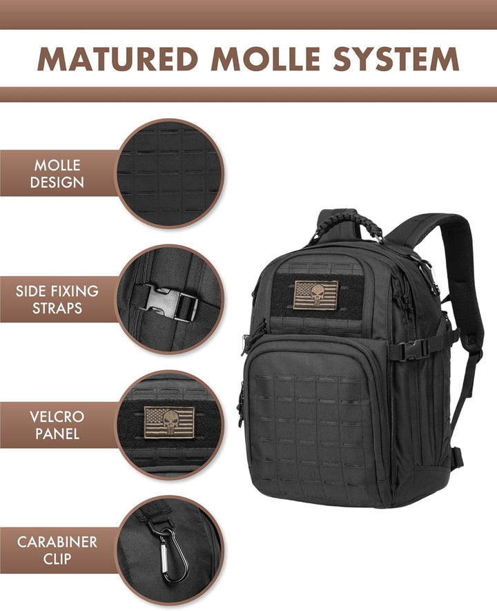 35L Outdoor Tactical Backpack with Molle System and Laptop Storage