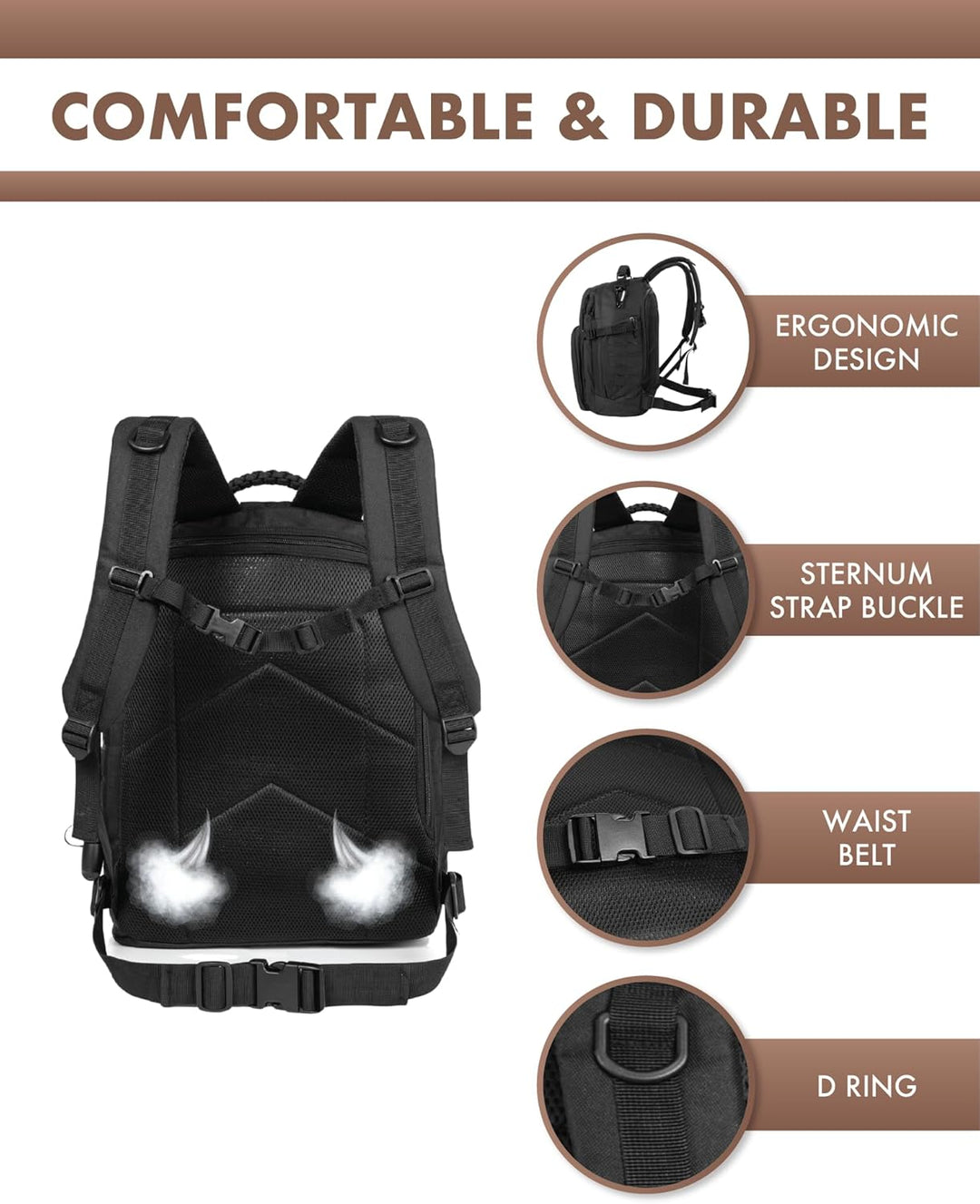 35L Outdoor Tactical Backpack with Molle System and Laptop Storage