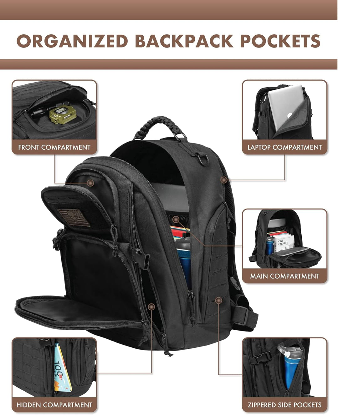 35L Outdoor Tactical Backpack with Molle System and Laptop Storage