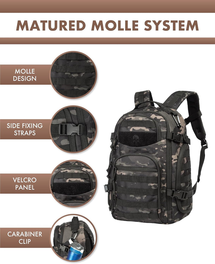 35L Outdoor Tactical Backpack with Molle System and Laptop Storage