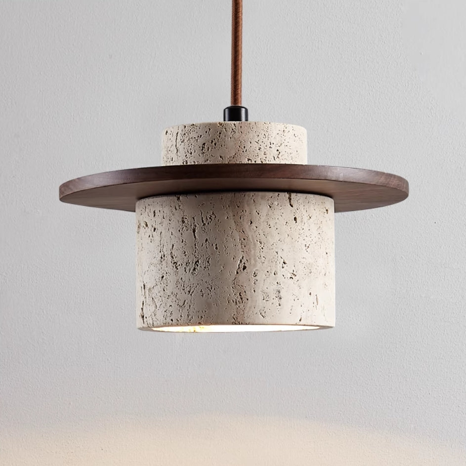 Travertine Pendant Lamp for Natural Luxury - StoneGlow-Walnut-Nora Luxe