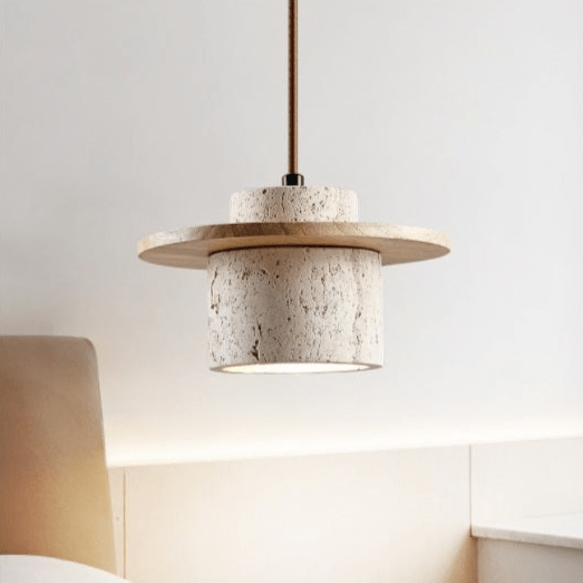Travertine Pendant Lamp for Natural Luxury - StoneGlow-Walnut-Nora Luxe