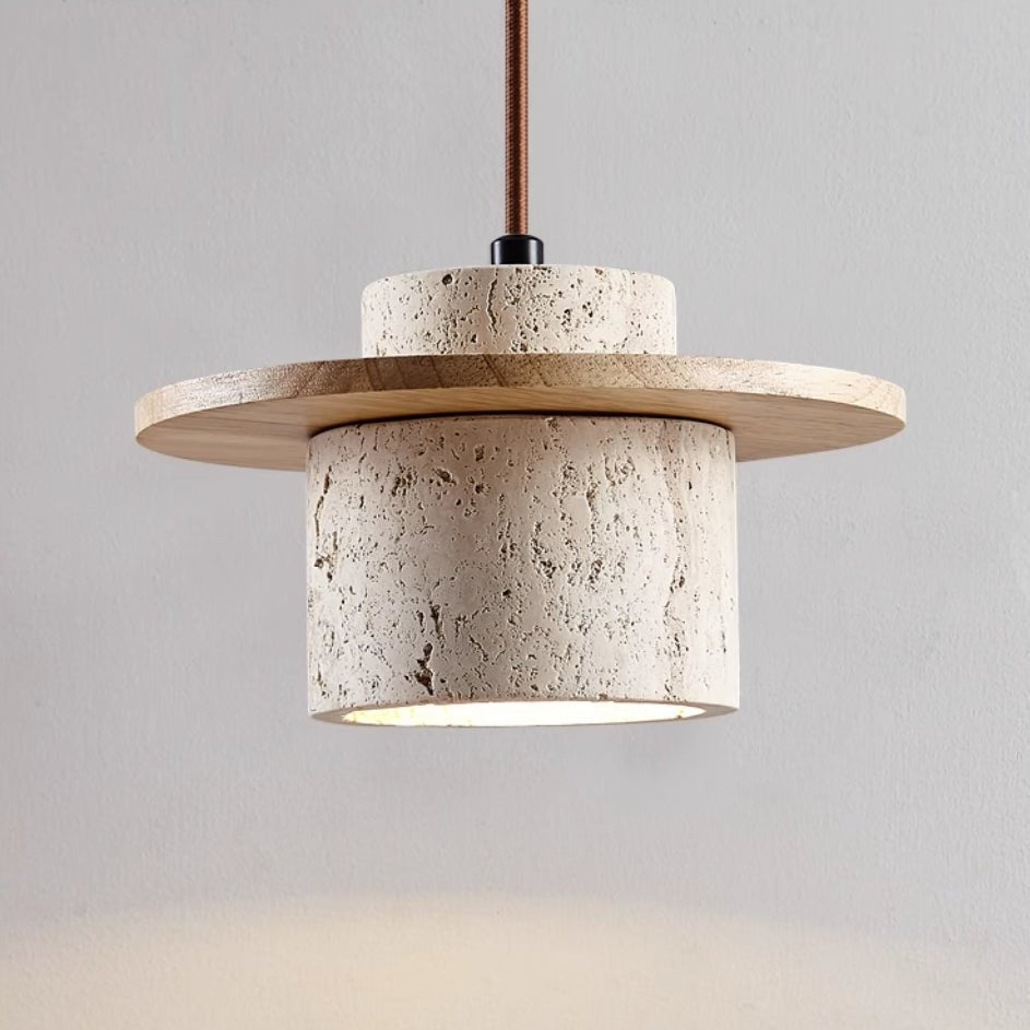 Travertine Pendant Lamp for Natural Luxury - StoneGlow-Wooden-Nora Luxe