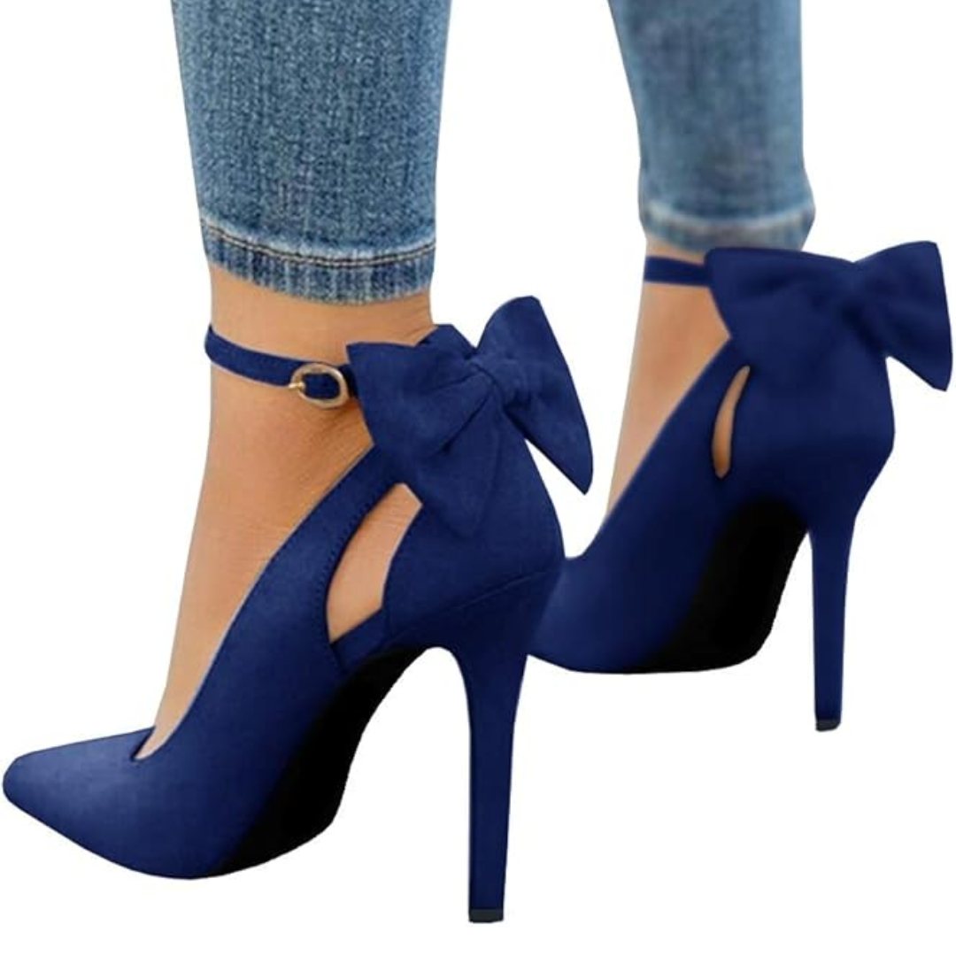 Trendy High Heels with Bow - Hailey-Marine Blue-2.5-Nora Luxe