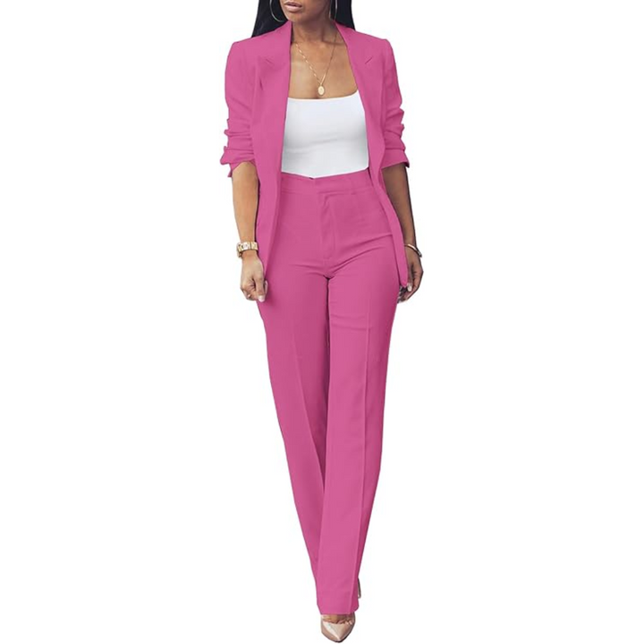Trendy Ladies Blazer Set - Quina-Fuchsia-S-Nora Luxe