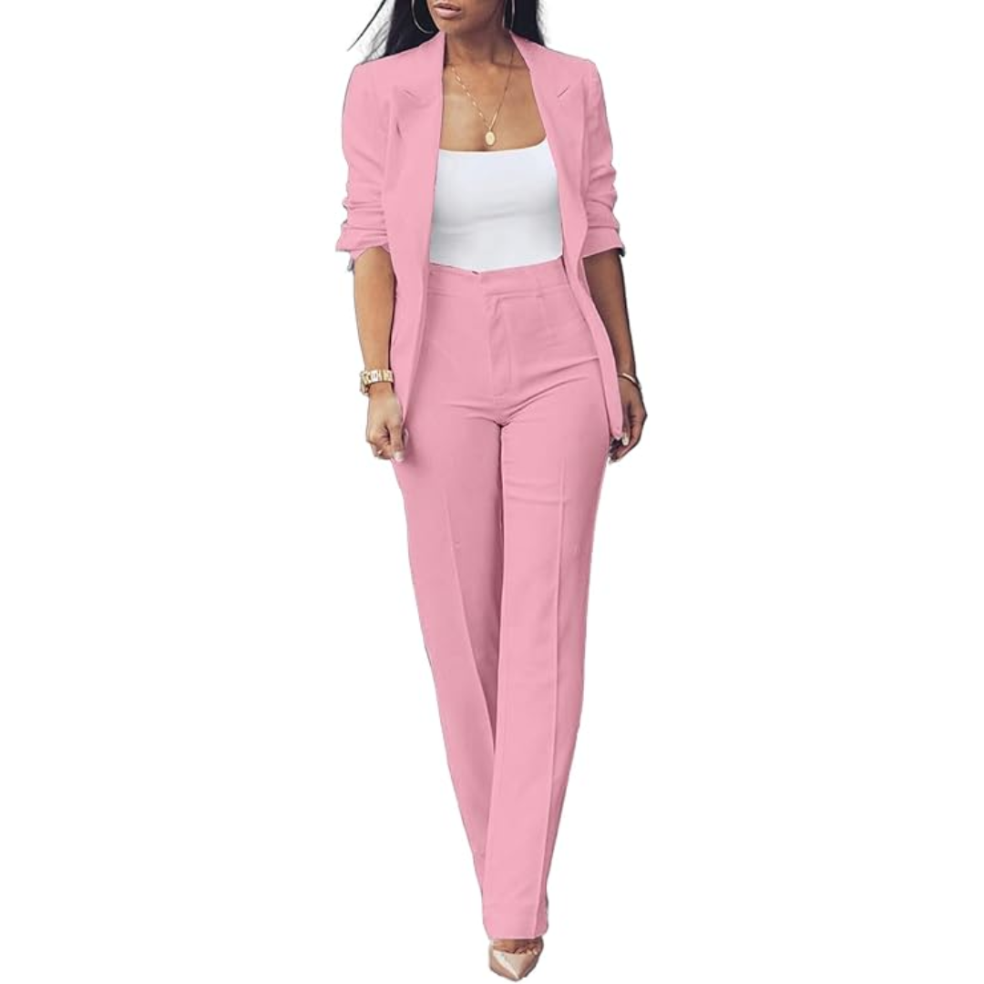 Trendy Ladies Blazer Set - Quina-Pink-S-Nora Luxe