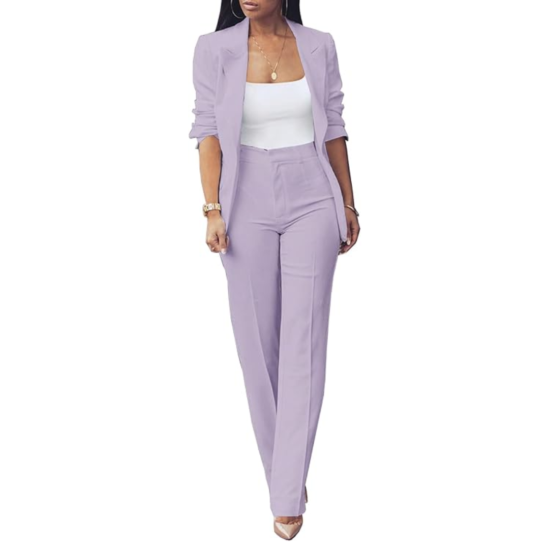 Trendy Ladies Blazer Set - Quina-Purple-S-Nora Luxe