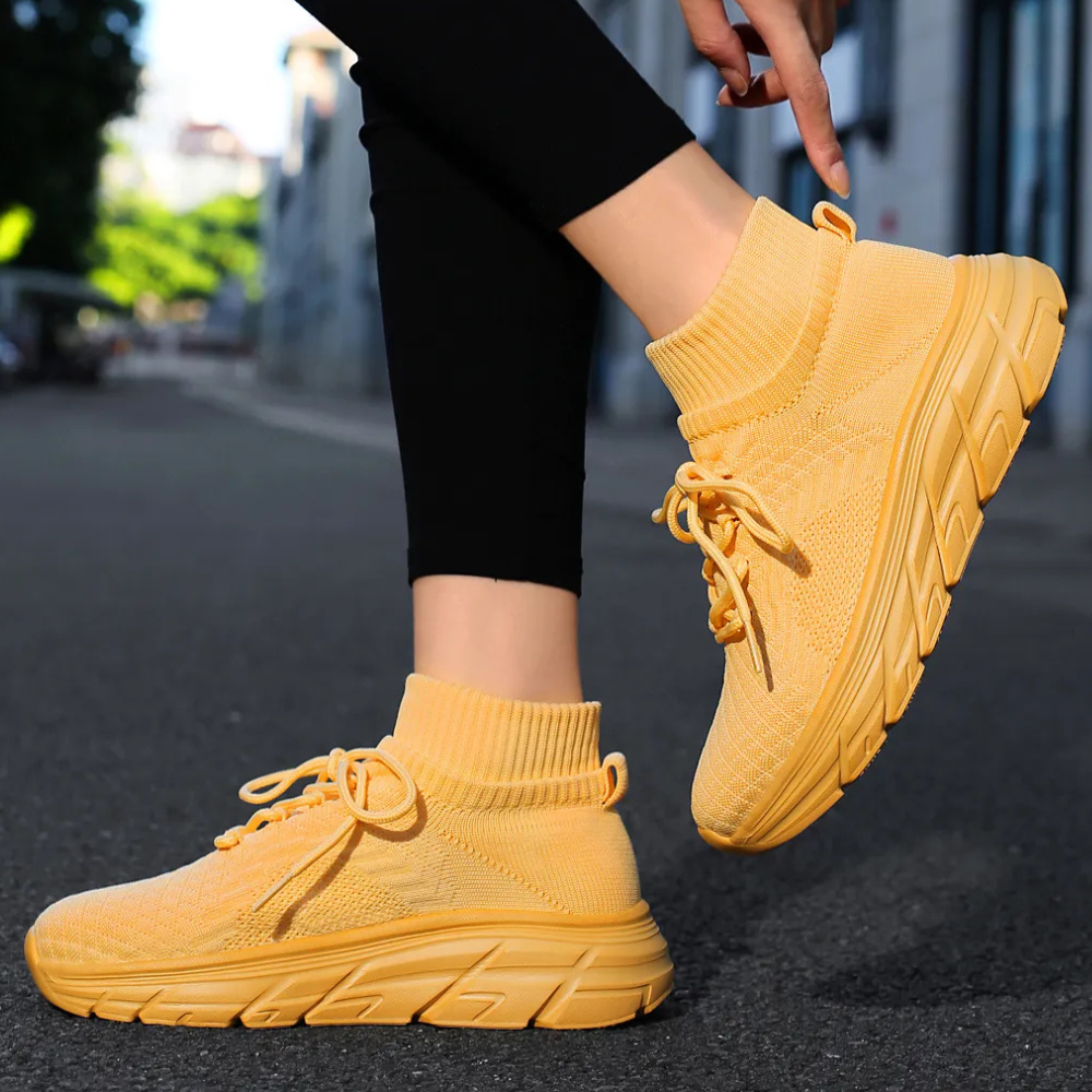 Trendy Ladies Sneakers - Elara-Yellow-5-Nora Luxe