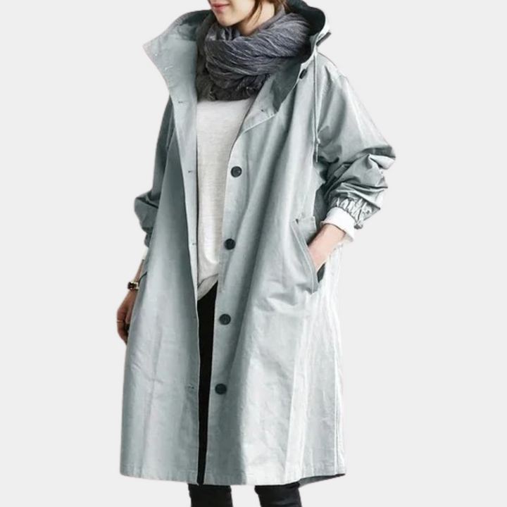 Trendy Long Ladies Jacket - Alessia-Light Blue-XS-Nora Luxe