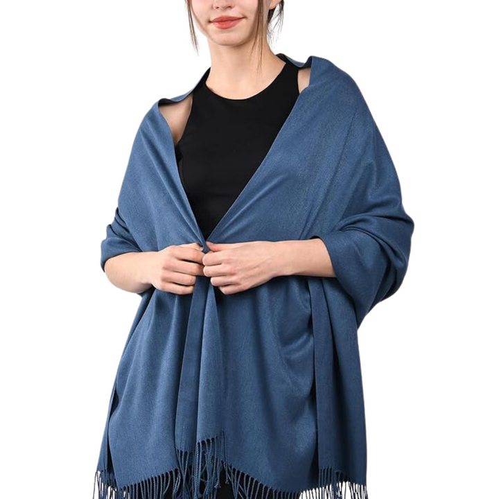 Trendy Pashmina Scarf for Women - Eleanor-Blue-Nora Luxe