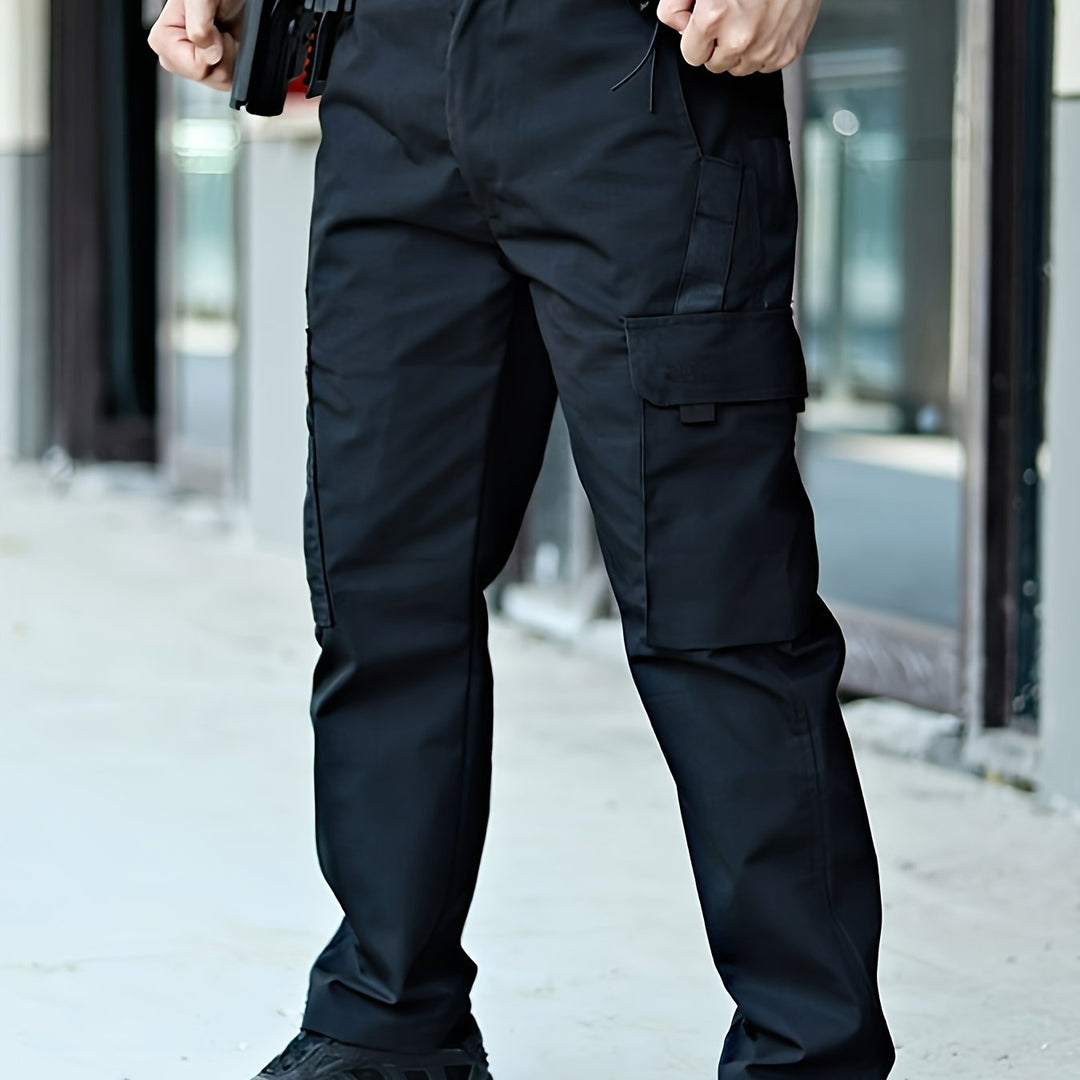 Trendy Plain Men's Cargo Trousers - Lars-Black-S-Nora Luxe