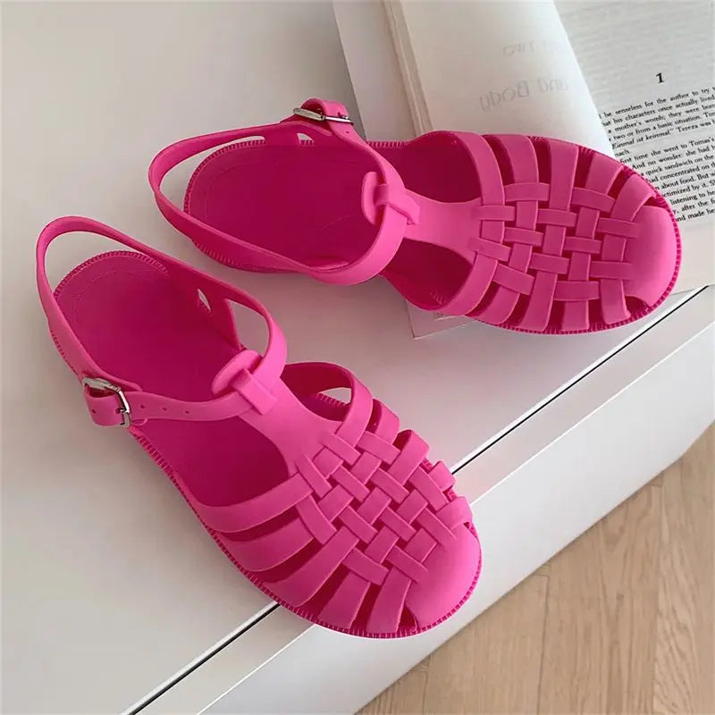 Trendy platform sandals in Korean style for women - Alina-Rose pink-3.5-Nora Luxe