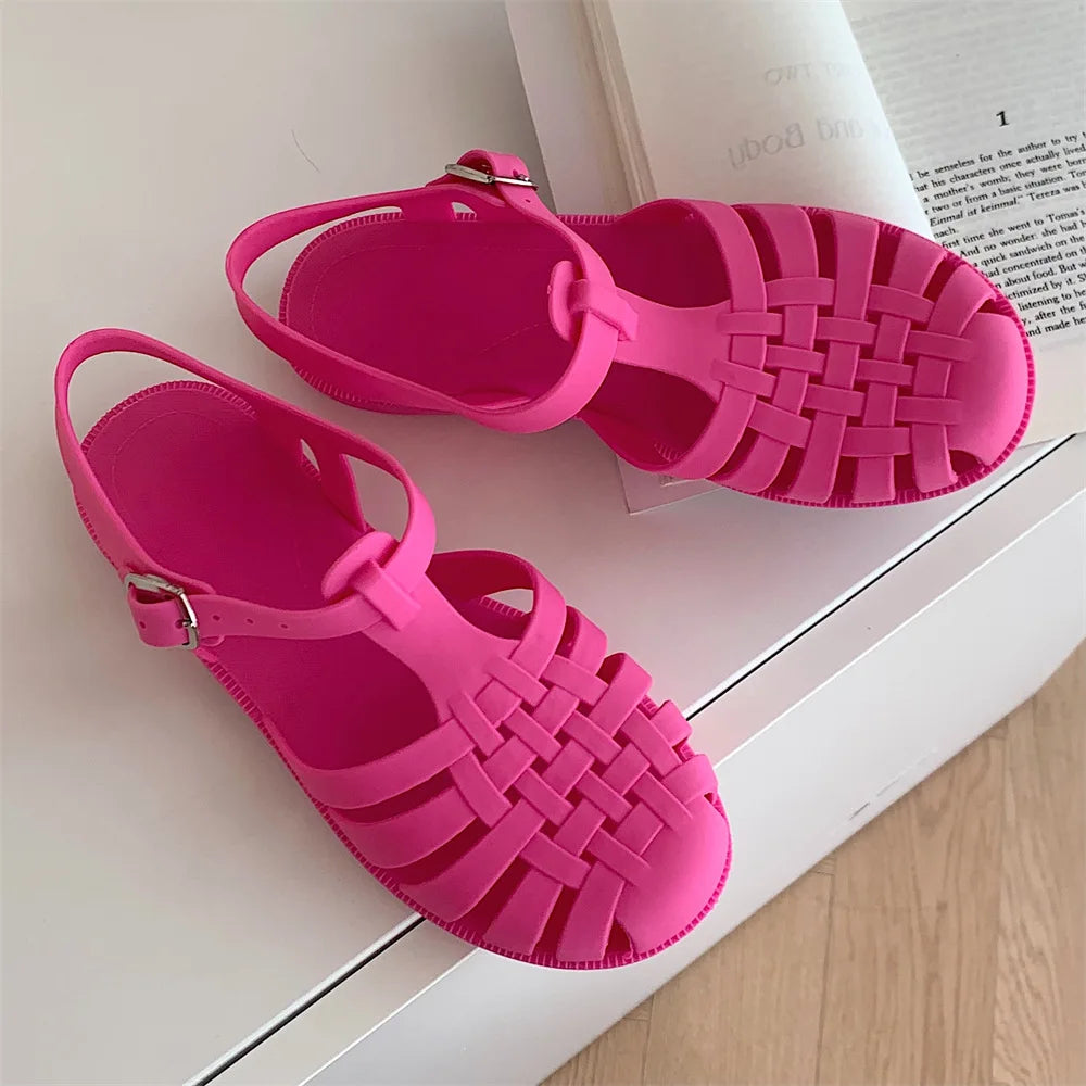 Trendy platform sandals in Korean style for women - Alina-Rose pink-3.5-Nora Luxe