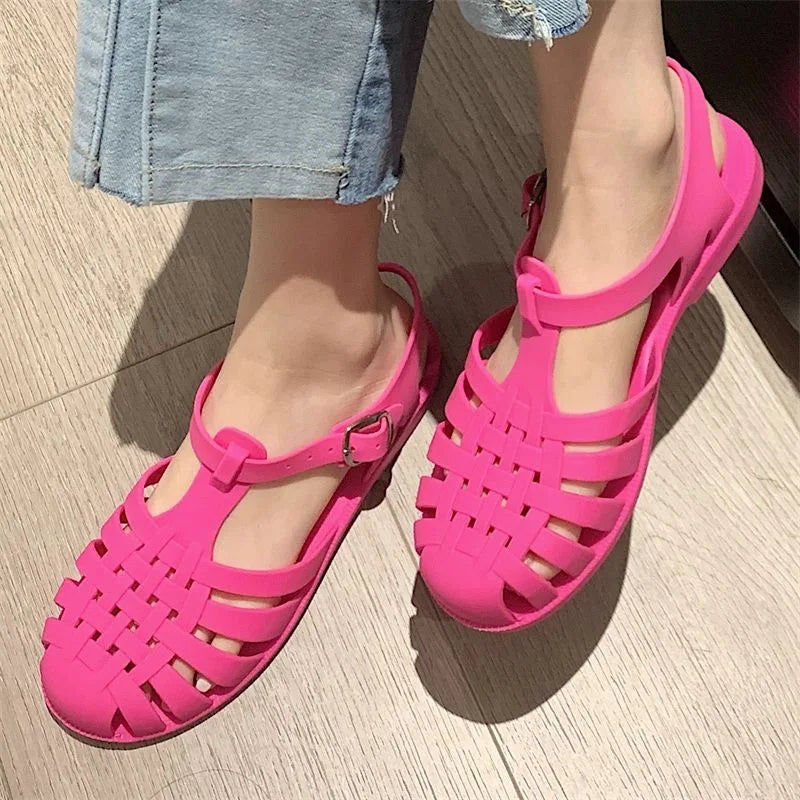 Trendy platform sandals in Korean style for women - Alina-Rose pink-3.5-Nora Luxe